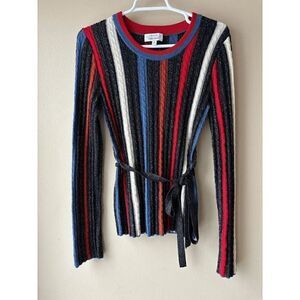 & Other Stories Wool Blend Belted Glitter Striped Sweater Women's Size Small